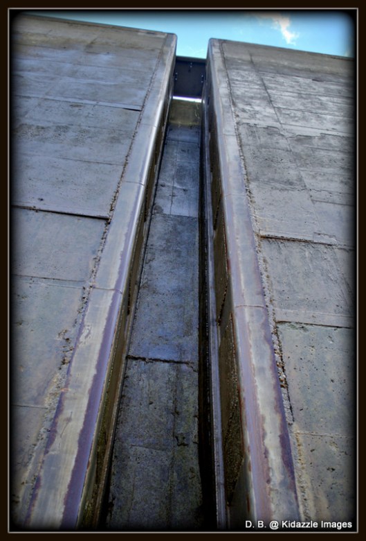 Sheer cliff like walls of a lock.