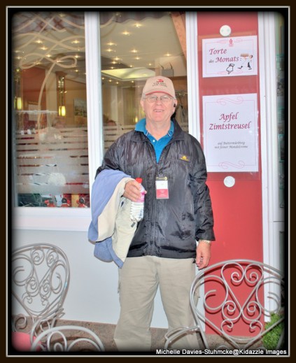 D.B. outside the cafe that sold the longed for Apple Struedel