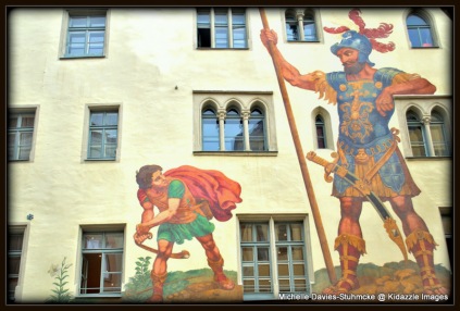 David and Goliath Mural, Regensburg, Germany.