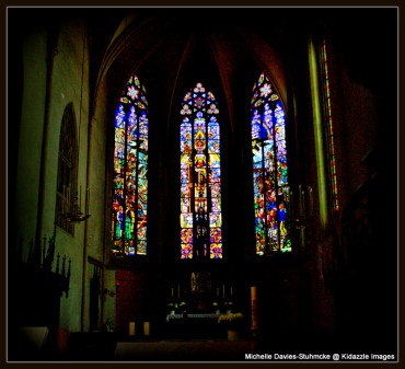 Stained Glass in the St Vitus Church, Krems, Austria.