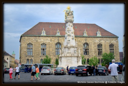 Holy Trinity Column, Fisherman's Bastion area in Budapest.
